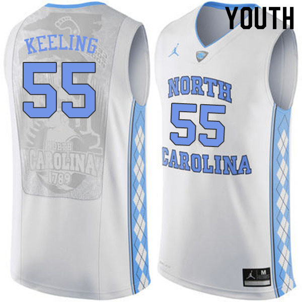 Youth #55 Christian Keeling North Carolina Tar Heels College Basketball Jerseys Sale-White